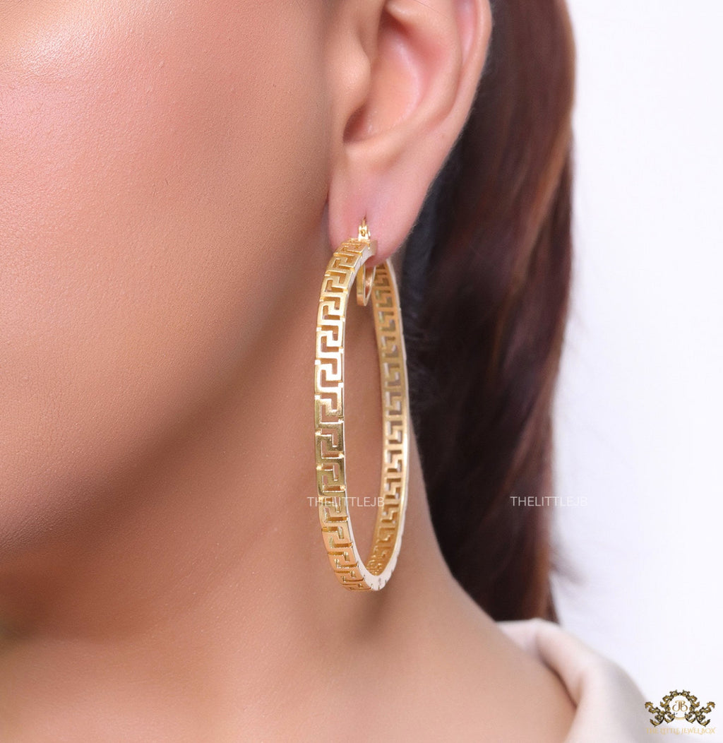 Big designer golden hoops 70mm