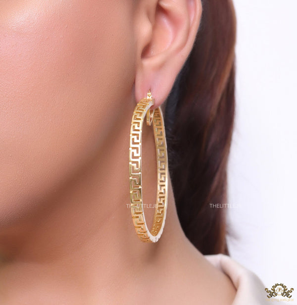 Big designer golden hoops 70mm