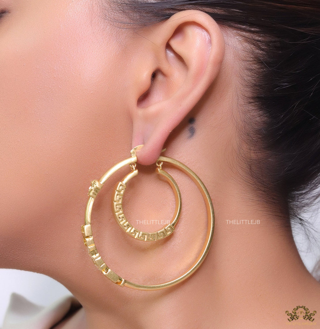Golden Medusa hoops with alphabets 62 mm