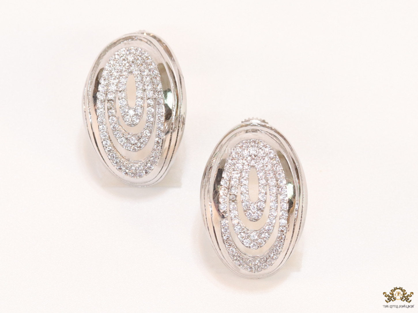 Platinum oval cz earrings