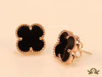 Rose gold and black clover studs