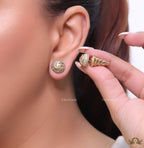 Gold plated cz softy shape studs with twin G motif
