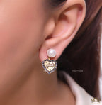 Pearl tops with alphabet inscribed cz and golden heart drops