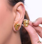 Golden panther face studs