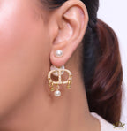 Pearl bomber studs with charm studded cz alphabets
