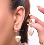 Gold plated CD and pearl top chain dangles with MOP hearts