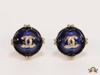 Royal blue studs with double C in centre