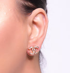 Rose gold plated entwined twin C motif cz studs