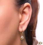 Small gold plated hoops with twin G and softy drops