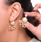 Cz alphabet drop pearl bomber studs