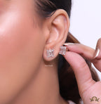 Rose gold cz baguette studs with cz pointers