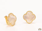 MOP clover stud earrings in gold plating