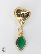Double C Emerald Heart Drops earrings