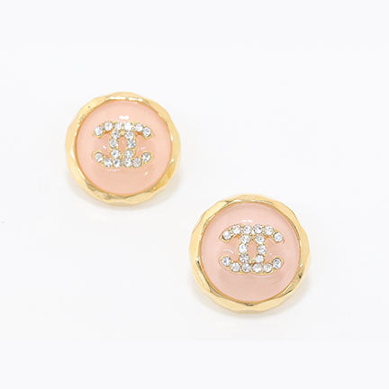 Double C Gold and pink halo studs