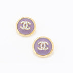 Double C Gold and lavender halo studs