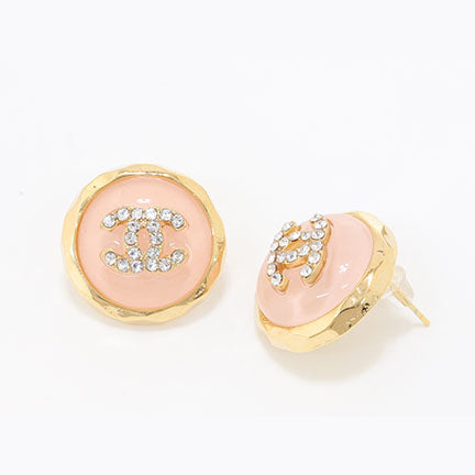 Double C Gold and pink halo studs