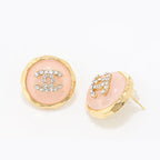 Double C Gold and pink halo studs