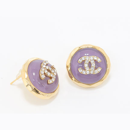 Double C Gold and lavender halo studs