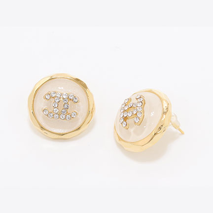 Double C Gold and White halo studs