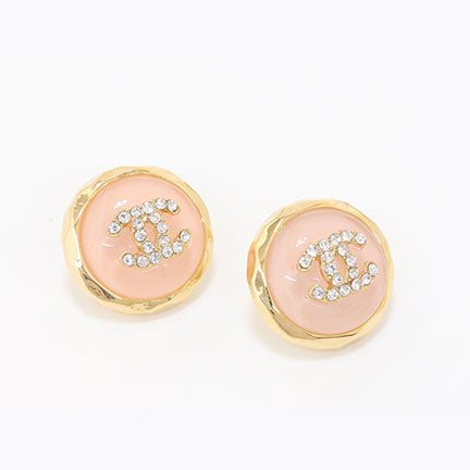 Double C Gold and pink halo studs