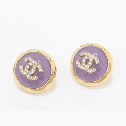 Double C Gold and lavender halo studs