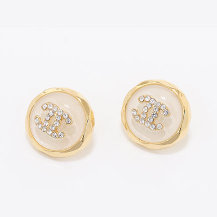 Double C Gold and White halo studs