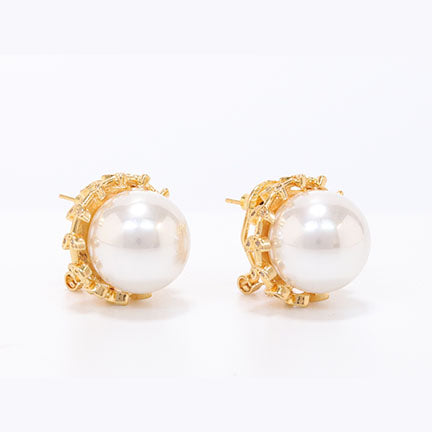 Gold leaf Pearl Studs
