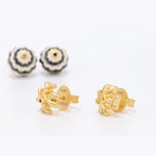 T Motif Black & white bomber studs