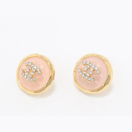 Double C Gold and pink halo studs