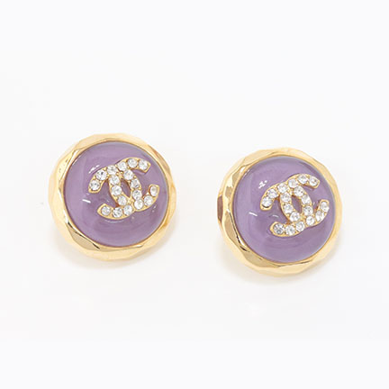 Double C Gold and lavender halo studs