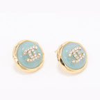 Double C Gold and blue halo studs
