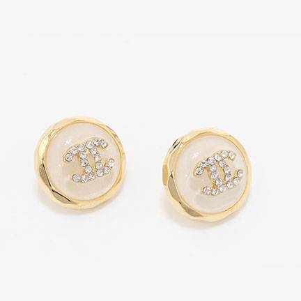Double C Gold and White halo studs