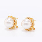Gold leaf Pearl Studs