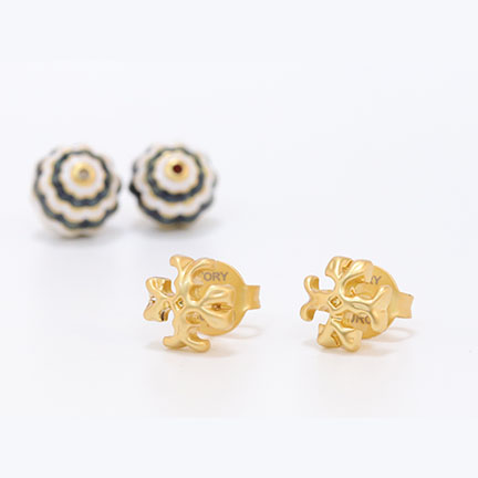 T Motif Black & white bomber studs