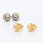 T Motif Black & white bomber studs