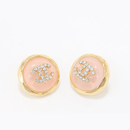 Double C Gold and pink halo studs