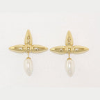 Gold pearl cross studs