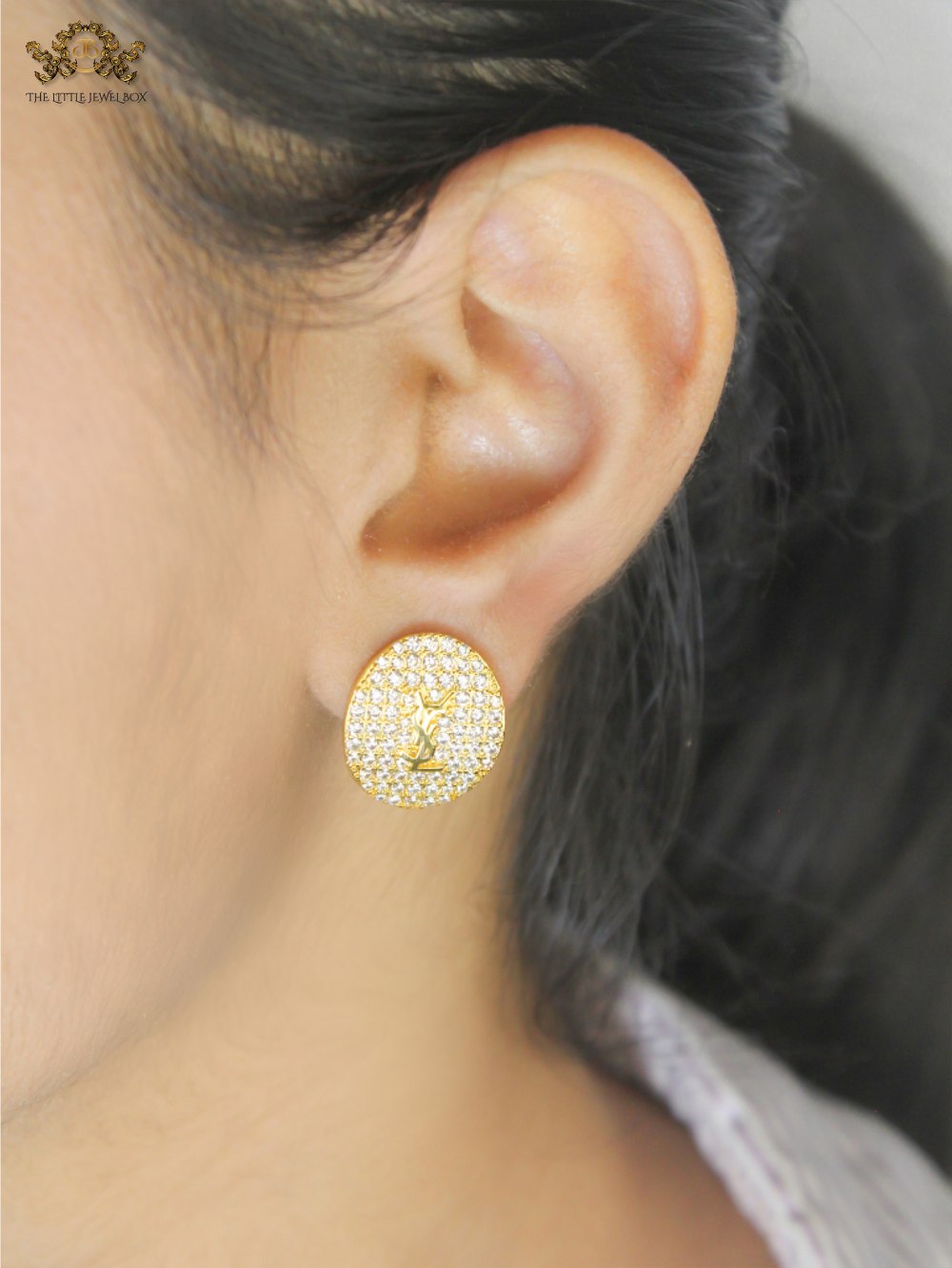 Alphabet Y S & L Gold cz Studs