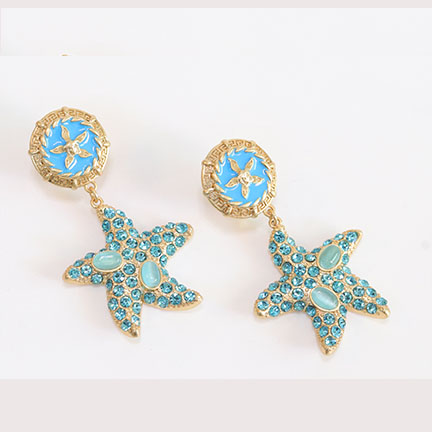 Aqua gold star dangles