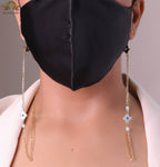 Golden mask chains with MOP evil eye clovers