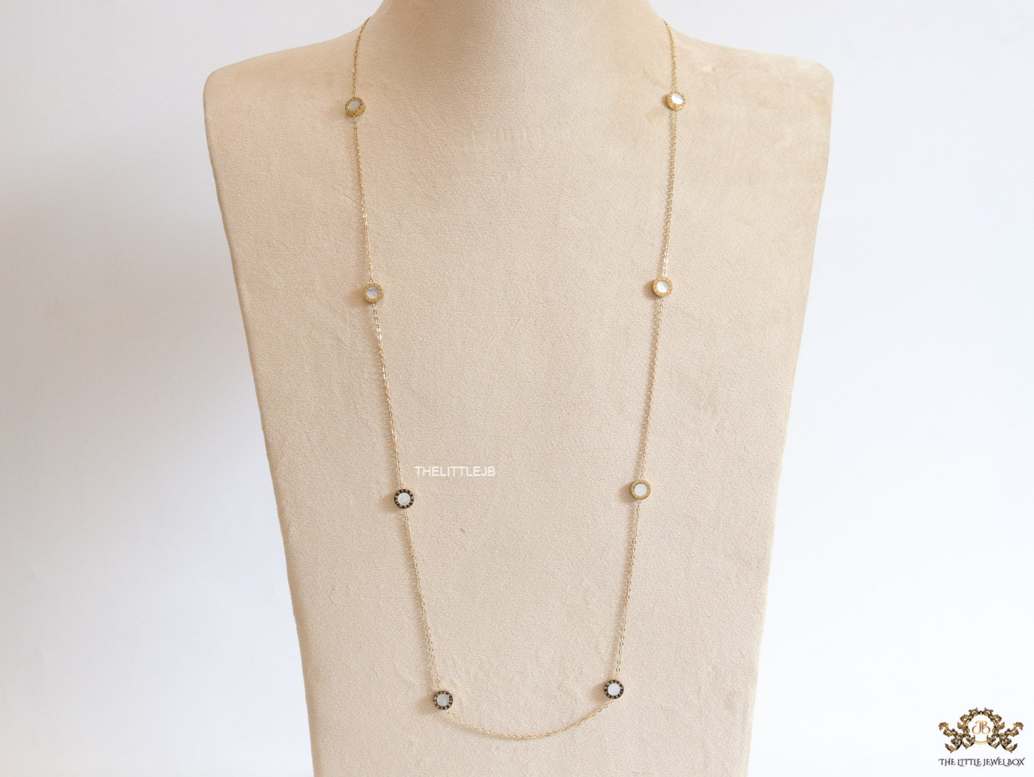 Alphabet BVL Golden chain necklace with MOP roman numeral discs