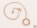 Rose gold plated disc shape pendant necklace with cz