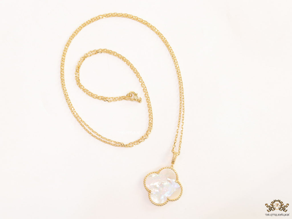 MOP clover pendant in gold plated chain