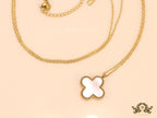 Gold plated chain with Mother of pearl clover pendant
