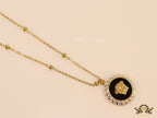 Gold plated Athena necklace in black base