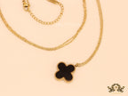 Gold plated chain with black onyx clover pendant