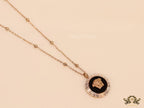 Rose gold plated Athena necklace with black base