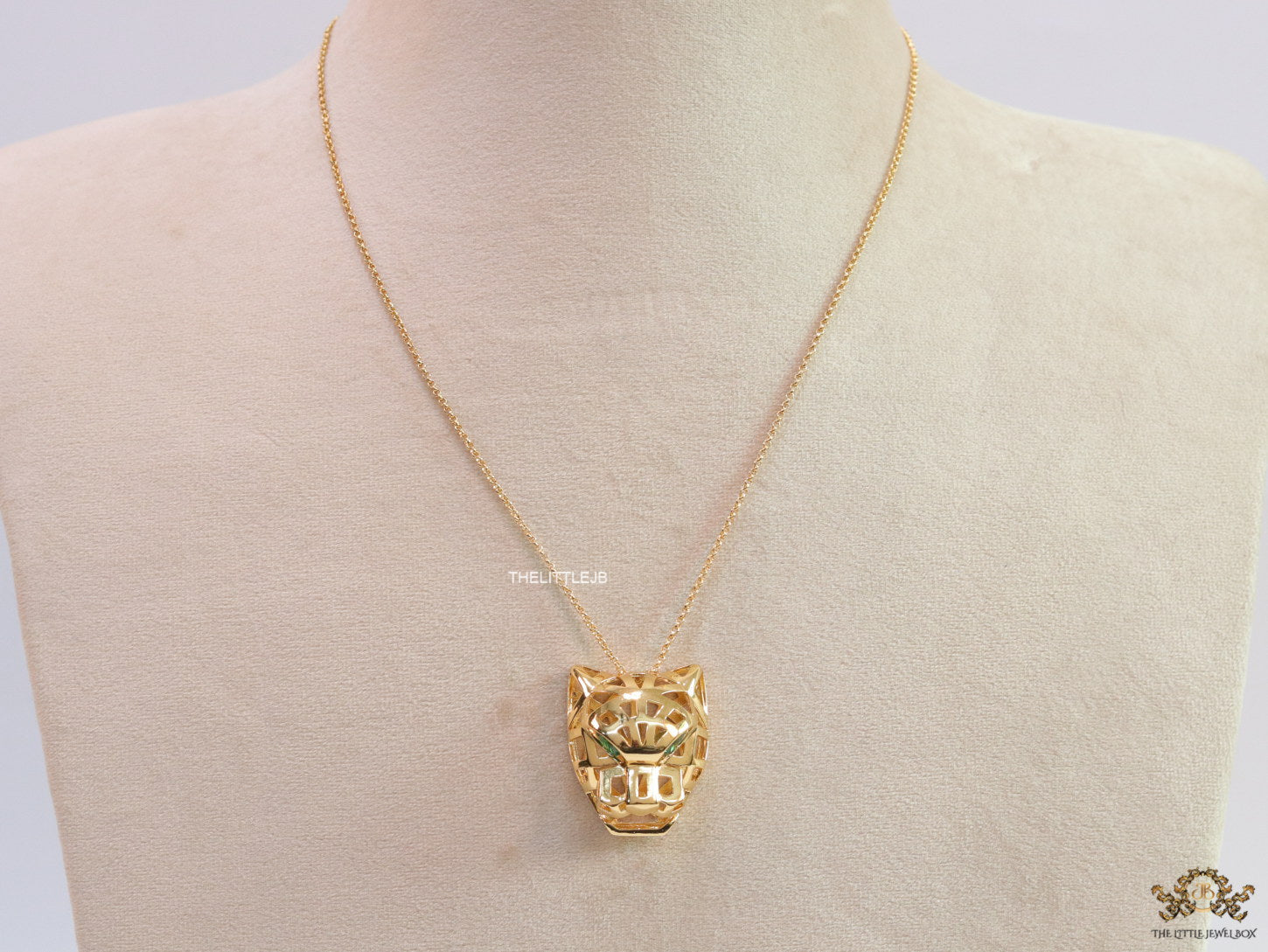 Gold plated chain necklace with Golden 3D Panther face pendant