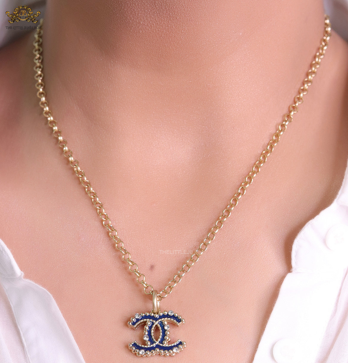 Gold plated link chain necklace with multi colored cz pendant