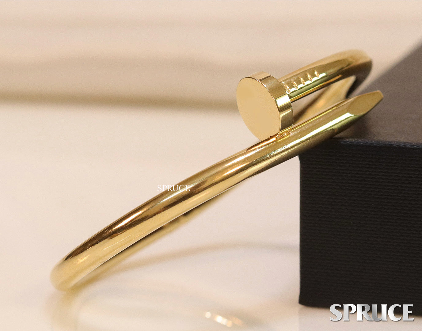 5mm thick Gold plated nail shaped men's bracelet